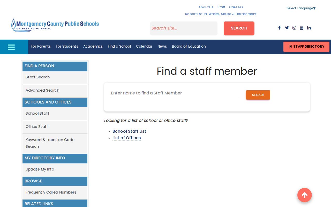 Wheaton people directories MCPS school directory