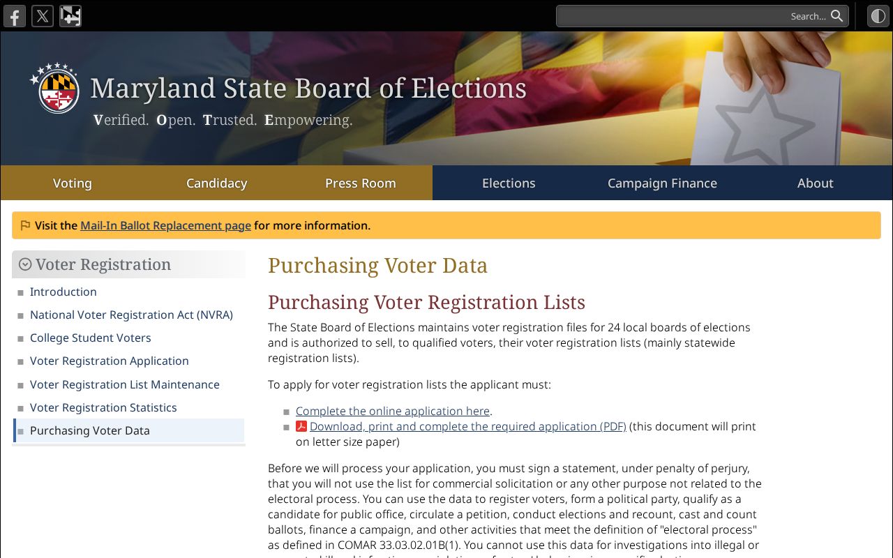 Wheaton voter registration records data request rules